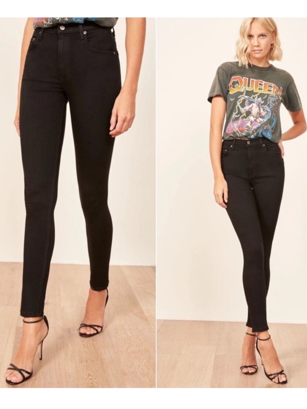 Reformation Harper High Rise Skinny Jeans Black Wash Size 25 Quiet Luxury